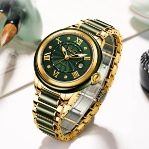 Fashion Jade Automatic Mechanical Men's Watch Waterproof Luminous Calendar Men Jade Watches Business Gold Jade Watch