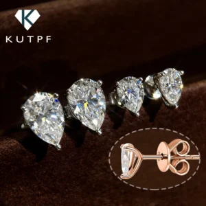 Certified Water Drop Moissanite Stud Earrings for Women Men 0.5/1/2/4CT 925 Silver Solitaire Pear Cut Lab Diamond Ear Studs