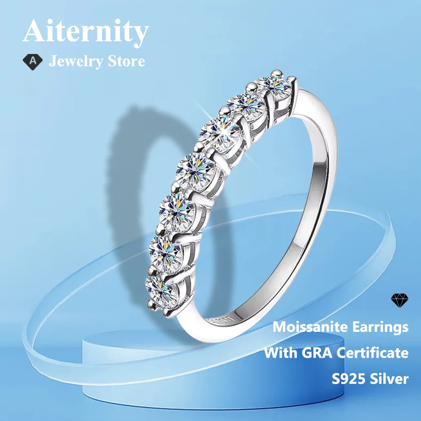 D VVS1 Moissanite Rings GRA Certified Lab Grow Diamond Solid 925 Sterling Silver 18k Stackable Wedding Rings for Women