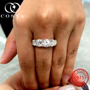COSYA 3.6 CT Moissanite Ring for Women 925 Sterling Silver Wedding Band Certified D Color Lab Diamond Engagement Ring Jewelry