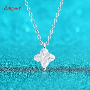 Smyoue Certified 1CT 3CT Flower Cut Moissanite Necklace for Women Sparkling Lab Diamond Pendant Pure S925 Silver Chain Jewelry