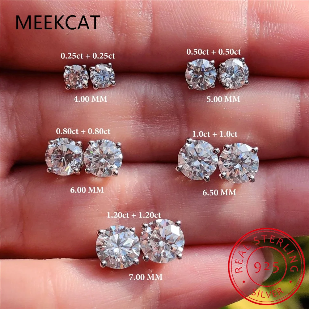 4 Claws 0.3-2CT Certified Moissanite Stud Earrings for Women Sparkling Lab Diamond Earring Sterling Silver 925 Plated 18K - Image 3