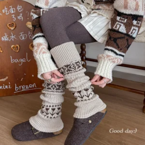 Vintage Wool Leg Warmers Korea Women Leg Socks Punk Winter Warm Y2k Knitted Leg Covers Party Harajuku Boots Cover Cuff Socks