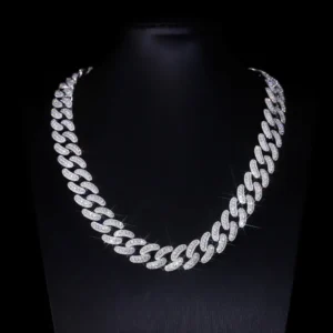 Provence 10K/14K/18K Moissanite Cuban Link Necklace for Men 15 mm Miami Chain for Boyfriend Hip Hop Necklace Custom Jewelry