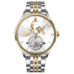 AJUT Automatic Tourbillon Mechanical Watches For Man Sun-patterned Surface 24K Gold Self Wind Flying Tourbillon Man Watch 0375