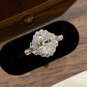 Certified 100% S925 Sterling Silver Band for Women Wedding Jewelry Oval Brilliant Cut gao Rings Lab Diamond Gift