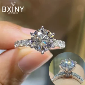 BXINY D Color 3Carat Moissanite Rings 925 Sterling Silver For Women 6 Claws Lab Diamond Wedding Band Gifts Jewelry GRA Certified