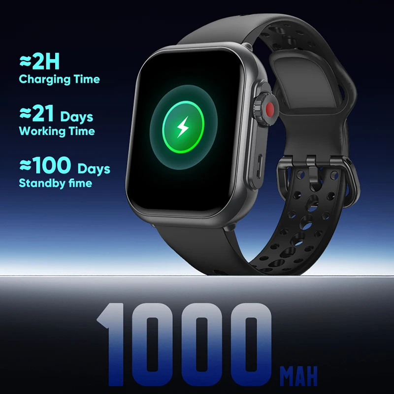 Watch Ultra K62 Men Women 1000mAh HD AMOLED 100+Sport Heart Rate Bluetooth Call GPS Track Waterproof Smart Watch For iOS Android - Image 3