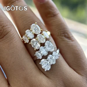 3.6cttw Certified Full Moissanite Engagement Ring for Women S925 Silver Oval Cut Bride Wedding Band Lab Diamond Luxury Jewelry