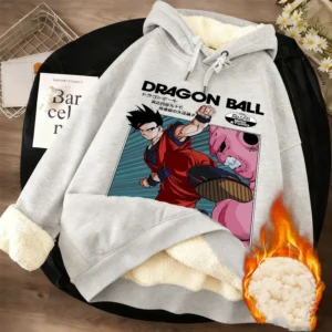 Dragon Ball Adult Hoodies Anime Son Goku Hooded Sweatshirts Cartoon with Fleece Winter Warm Pullovers Women Men Clothes Gift New