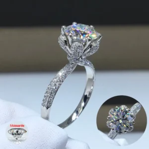 1/2CT Real Moissanite Ring For Women 925 Sterling Silver Flower Shape Lab Diamond Wedding Engagement Band Fine Jewelry Certified