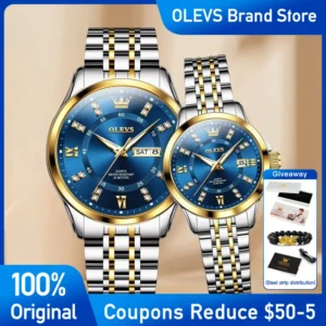OLEVS 3620 Couple Watches Luxury brand Original Quartz Men and Women Wristwatch Waterproof Luminous Double calendar Reloj