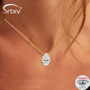 Certified 1-4CT Pear Cut Moissanite Pendant Necklaces for Women Birthday Gift Lab Diamond 100% 925 Sterling Silver Chain Jewelry