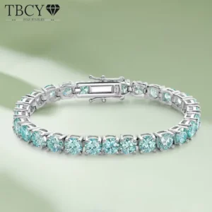 TBCYD 100% Real Blue Moissanite Tennis Bracelet For Women Men GRA Certified Original S925 Silver Lab Diamond Hand Chain Jewelry