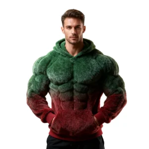 Flannel Solid Color Hooded Sweatshirt Abdominal Muscle Shape Hooded Sweatshirt Long Sleeved Patchwork Hoodie Men'S Pullover