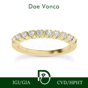 Dae Vonca Round Cut Diamond Ring In 9K/14K/18K Yellow Gold Unique Lab Grown Diamond Band IGI Certified Wedding Ring For Women