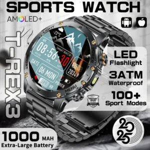 T-Rex 3 Military Outdoor New 1000mAh Battery Grade SmartWatch Men IP69K Waterproof GPS Track HD Bluetooth Call Sports Swim Watch