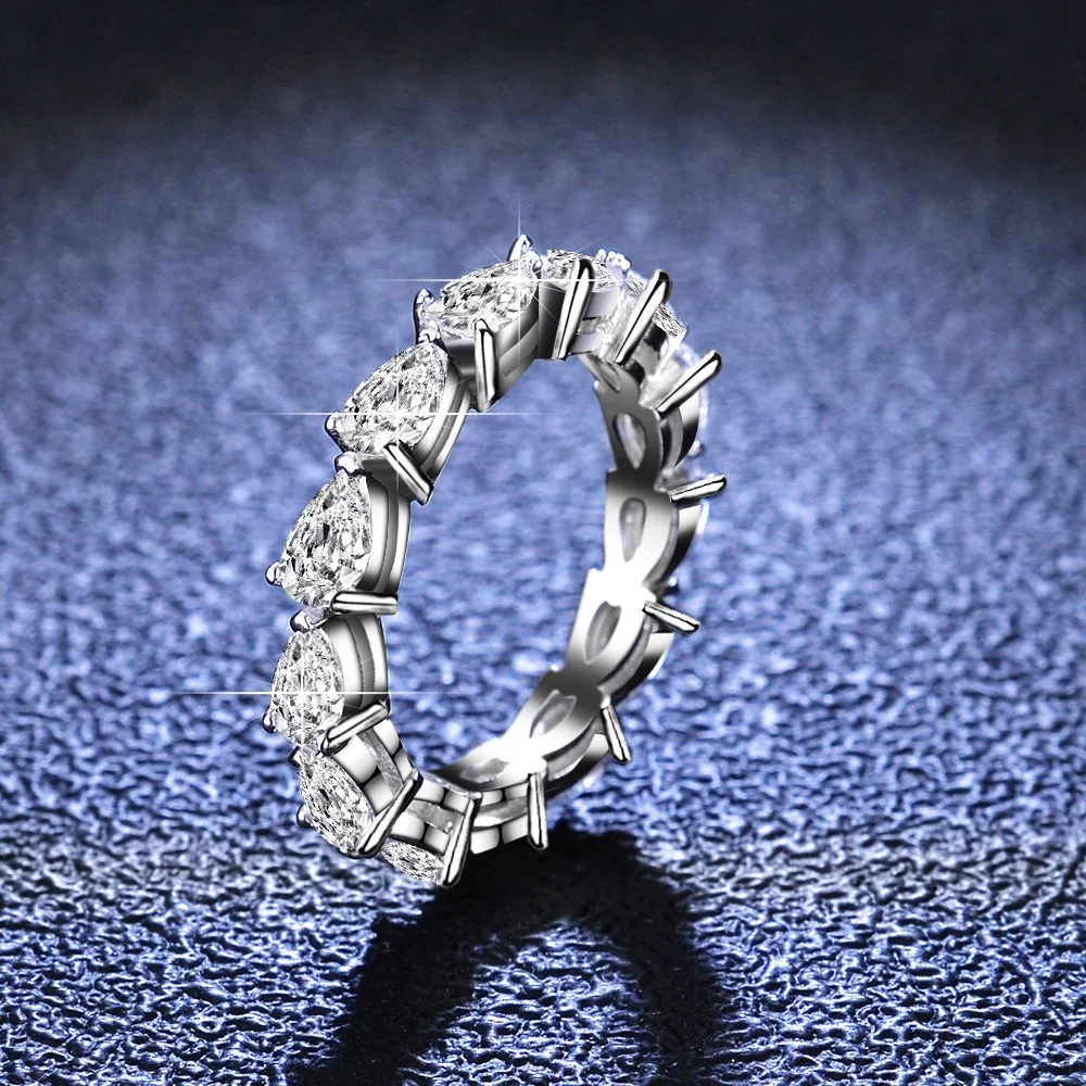 3*5mm Pear Cut Moissanite Ring For Women D Color VVS Lab Diamond S925 Silver Plated 18k Gold Wedding Band Jewelry GRA Certified - Image 5