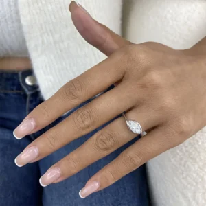 1ct Marquise Cut CVD HPHT Lab Grown Diamond Engagement Ring Platinum 950 Bypass Ring IGI Certified