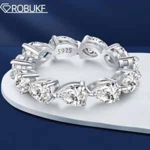 3*5mm Pear Cut Moissanite Ring For Women D Color VVS Lab Diamond S925 Silver Plated 18k Gold Wedding Band Jewelry GRA Certified