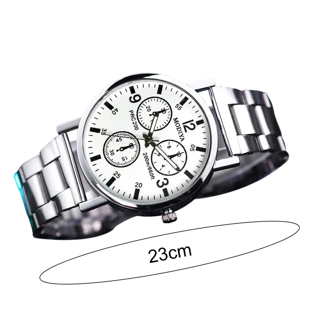 Men Watch Men's Quartz Watch with Round Dial Three Small Dials Alloy Strap High Accuracy Timepiece for Business Commute - Image 3