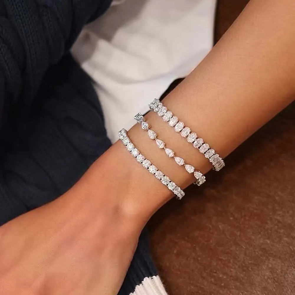 MUXIFC 4*6mm Pear Cut Moissanite Tennis Bracelets for Women 3x5mm Full Lab Diamond Teardrop Bracelet With Certified 925 Silver - Image 6