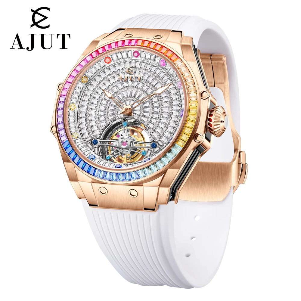 AJUT Automatic Tourbillon Movement watches for man Sapphire Flying Mechanical With Square Diamonds Starry Sky mens watch 0382 - Image 2