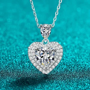 GRA Certified 18k White Gold Moissanite Necklace Heart Cut 2CT Pear Cut 0.5CT Lab Diamond Platinum Pt950 Pendant Wedding Jewelry