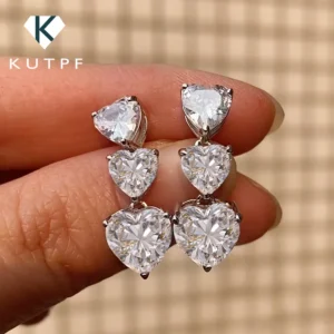 Certified 5cttw Full Moissanite Drop Earrings for Women Heart Cut Lab Diamond Stud Earring 925 Sterling Silver Fine Jewelry