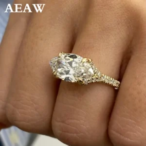Marquise Cut 3Ct DEF/VS VVS Lab Grown Diamond Engagement Ring Split Shank Diamond Promise Ring 14k 10K Gold Ring IGI Certified
