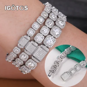 1CT Sparkling Full Moissanite Tennis Bracelet Certified Luxury Lab Diamond Bangle 925 Sterling Silver Fine Jewelry for Women Men