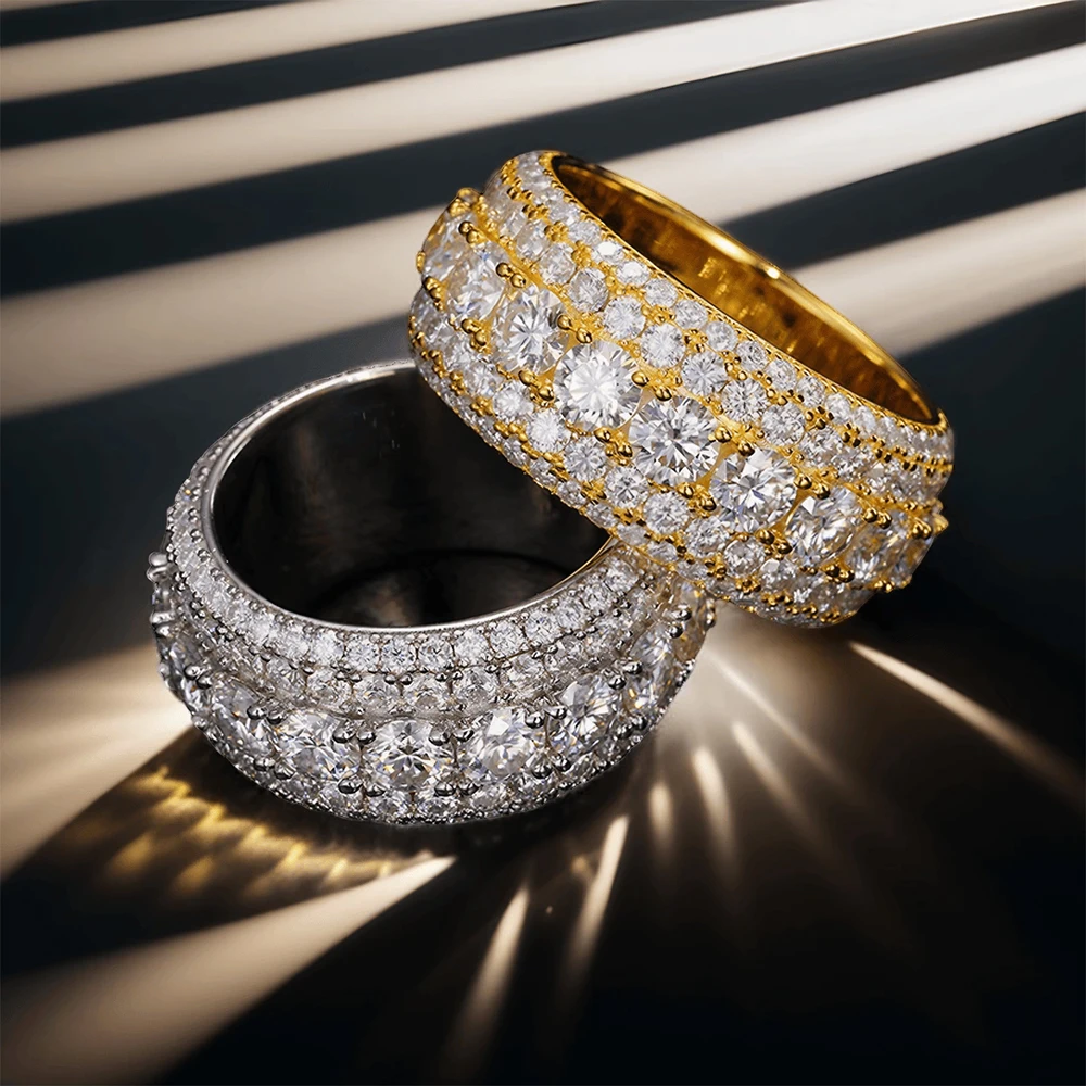 BXINY Luxury Full Moissanite Rings 925 Sterling Silver D Color Lab Diamond For Women Men Hiphop Bands Fine Jewelry GRA Certified - Image 2