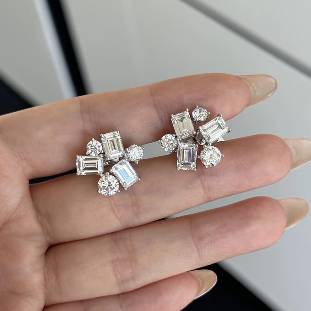 Luxury 8.2 Carat Full Moissanite Earrings for Women Sparkling D Color Lab Diamond Ear Cuff with Certified 925 Silver Ear Studs - Image 5