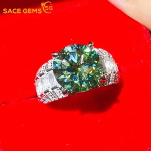 SACE GEMS GRA Certified 5CT Moissanite Ring VVS1 Lab Diamond Solitaire Ring for Women Engagement Promise Wedding Band Jewelry