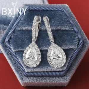 BXINY 5*8mm Pear Cut Moissanite Water Drop Earrings S925 Silver D Color Lab Diamond for Women Wedding Jewelry Gift GRA Certified