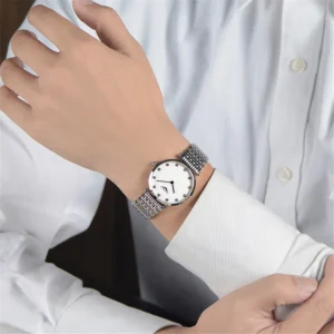 Couple Wrist Watches GUANQIN Fashion Stainless Steel Quartz Wristwatch for Men and Women Luxury Matching Timepieces for Lovers