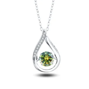 1CT Pass Tested GRA certified Moissanite Pendant Necklace for Women Sterling 925 Silver Lab-created Diamond Pendant with O-chain