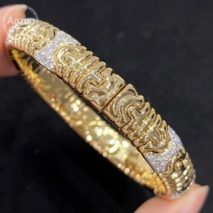 Aazuo Luxury Vintage Jewelry 18K Solid Yellow Gold Real Diamonds High Bangle For Woman Upscale Trendy Wedding Engagement Party
