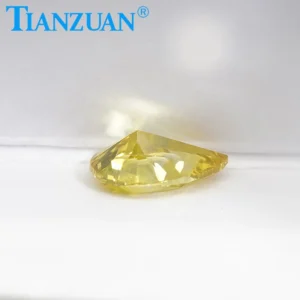 Pear Shape Lab Grown Diamond HPHT Fancy Deep Yellow Color VVS1/VS1 2EX Loose Gemstone Bead with GEMID Certified