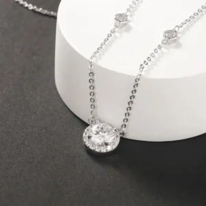 1CT Moissanite Necklace for Women Certified 925 Sterling Silver Sparkling Lab Diamond Pendant Chain Party Jewelry GRA USA Stock