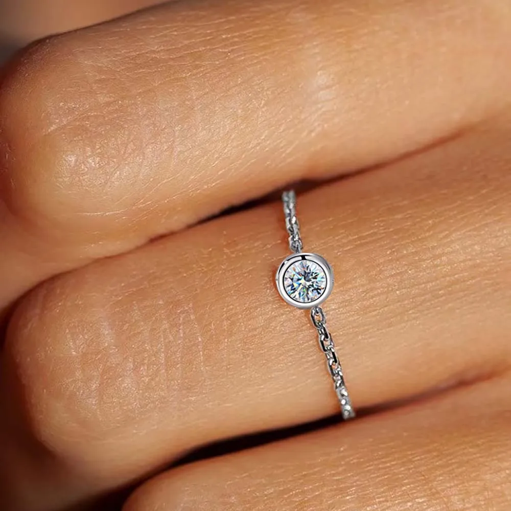 GRA Certified Moissanite Bubble Ring 925 Sterling Silver Chain Band for Women Men Fashion 5mm Lab Diamond Finger Rings Jewellery - Image 2