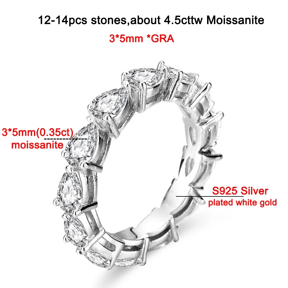 3*5mm Pear Cut Moissanite Ring For Women D Color VVS Lab Diamond S925 Silver Plated 18k Gold Wedding Band Jewelry GRA Certified - Image 2