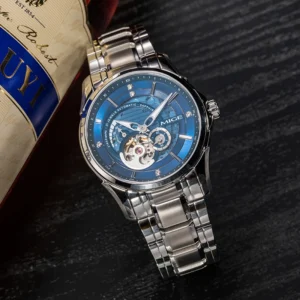 MIGE Original Miyota Couple Watches Skeleton Waterproof Luminous Stainless Steel Mechanical Wrist Watch for Men and Women