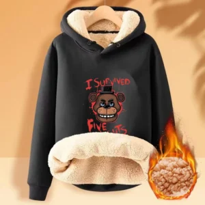 FNAF Anime Hoodie Fleece Hoodies Streetwear for Men Women Winter Accessories Warm Sweatshirt Five Nights Freddys Clothing Gifts
