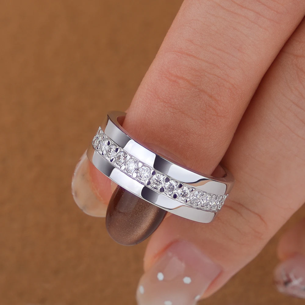 WSHUO 2mm Full Moissanite Rings Lab Diamond 925 Sterling Silver Eternity Wedding Ring for Women Man with Certified Fine Jewelry - Image 2