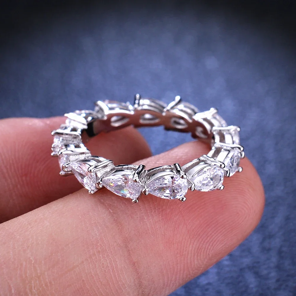 3*5mm Pear Cut Moissanite Ring For Women D Color VVS Lab Diamond S925 Silver Plated 18k Gold Wedding Band Jewelry GRA Certified - Image 4