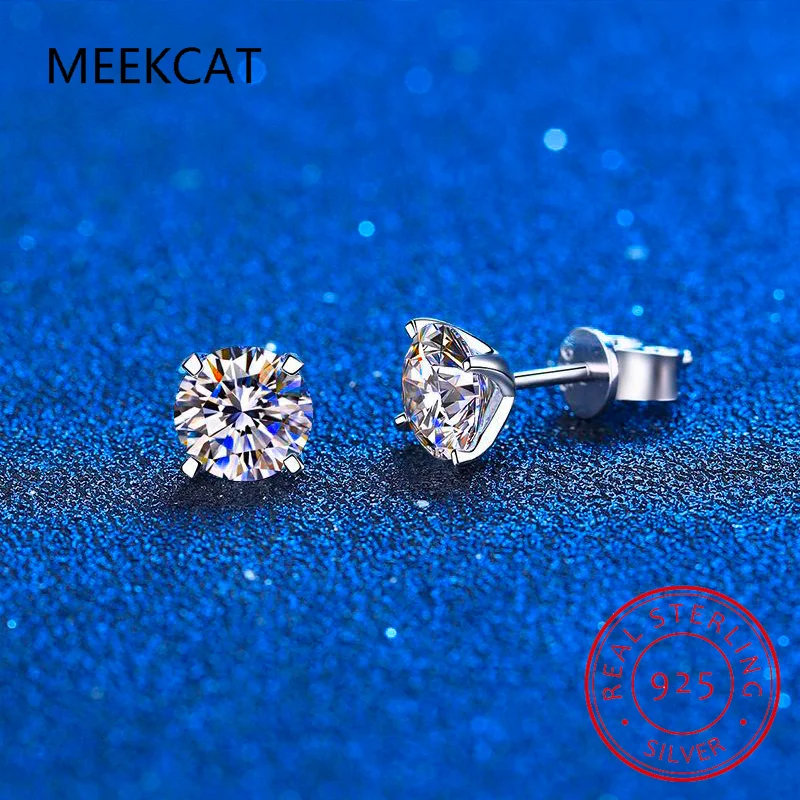 4 Claws 0.3-2CT Certified Moissanite Stud Earrings for Women Sparkling Lab Diamond Earring Sterling Silver 925 Plated 18K - Image 6