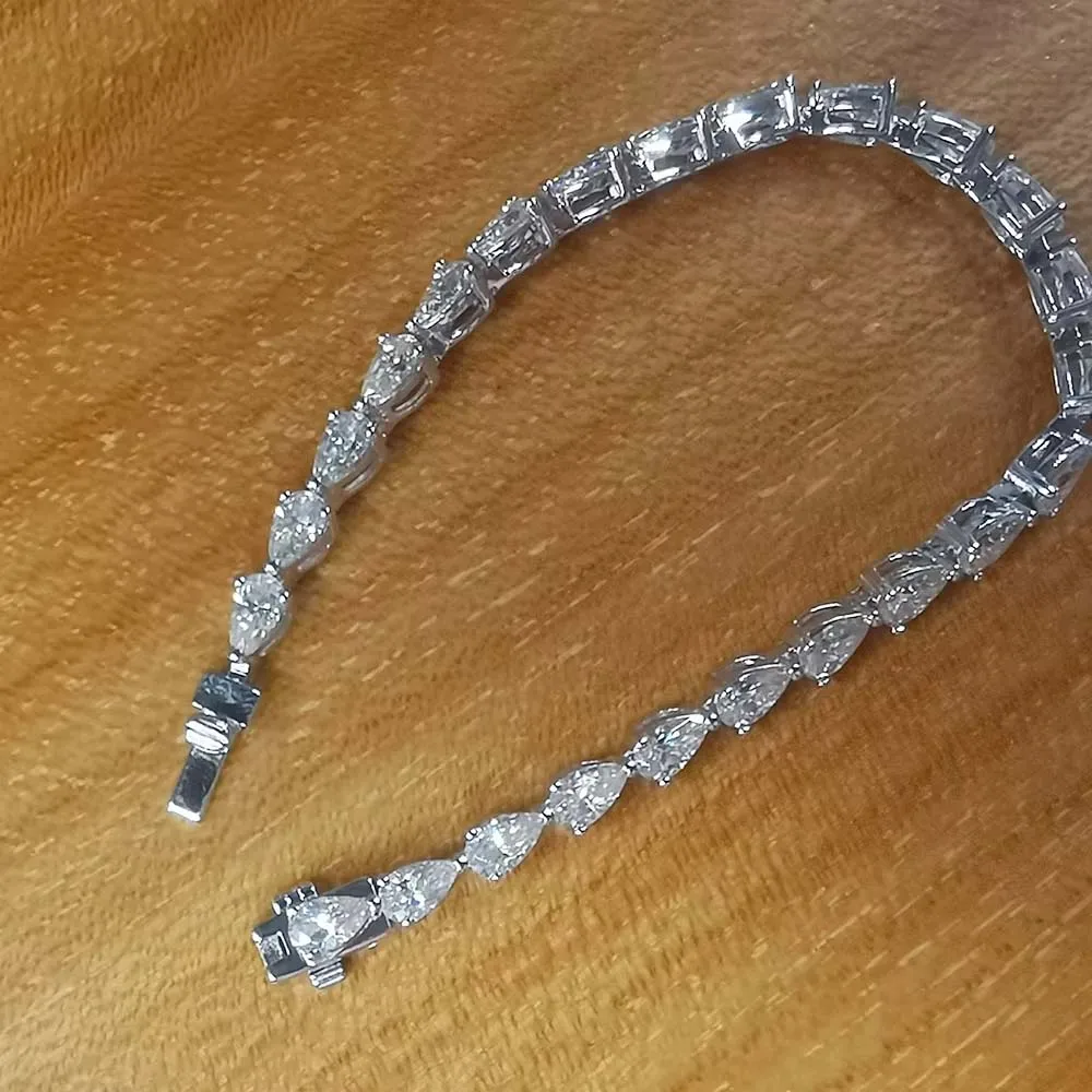 MUXIFC 4*6mm Pear Cut Moissanite Tennis Bracelets for Women 3x5mm Full Lab Diamond Teardrop Bracelet With Certified 925 Silver - Image 3