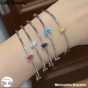 CEICI 1CT 5X8MM Pear cut luxury Moissanite Bracelet For Women Lab Diamond S925 Silver charm Wedding Fine Jewelry Certified