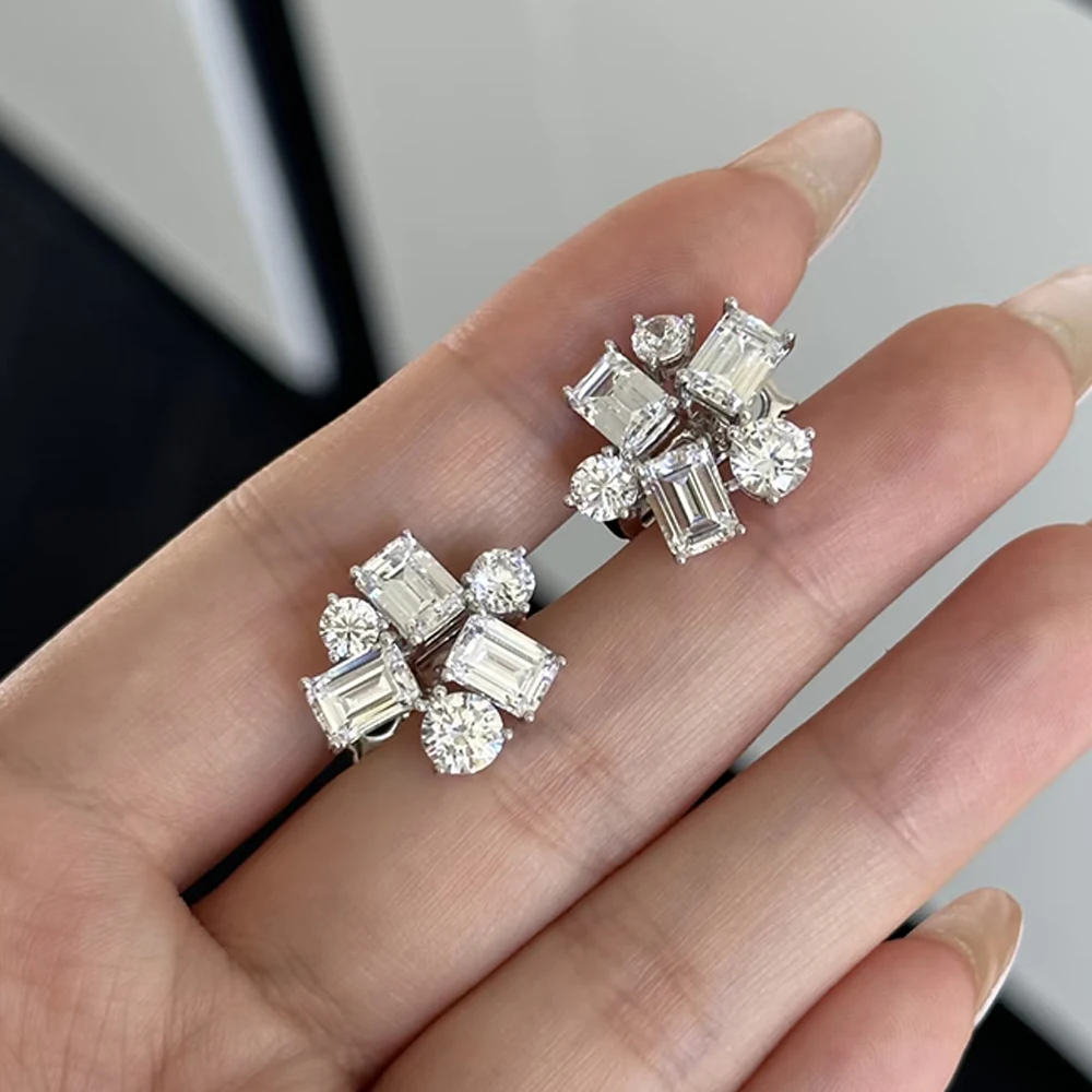 Luxury 8.2 Carat Full Moissanite Earrings for Women Sparkling D Color Lab Diamond Ear Cuff with Certified 925 Silver Ear Studs - Image 6